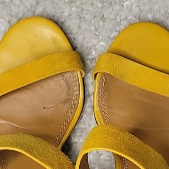 TORY BURCH mustard Yellow Suede Wedges Size 6.5 - Picture 7 of 11